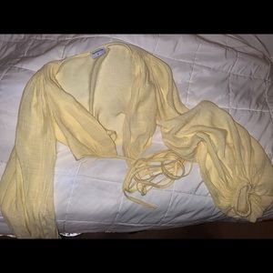 That’s So Fetch Pale Yellow Wrap Top